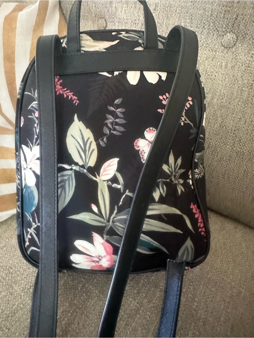 kate spade Black Floral Wilson Road Botanical Small Bradley Backpack